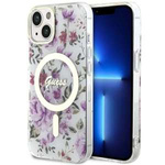 Etui Guess GUHMP14MHCFWST iPhone 14 Plus 6.7" transparent hardcase Flower MagSafe Case