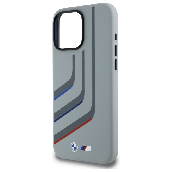 Etui BMW iPhone 16 Pro Max  szary/grey hardcase Silicone Turning Lines MagSafe