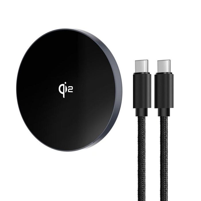 FORCELL F-ENERGY Smart Charge Qi2 15W ładowarka indukcyjna z odpinanym kablem 150cm kompatybilna z MagSafe srebrny