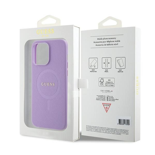 Etui Guess GUHMP15LPSAHMCU iPhone 15 Pro 6.1" fioletowy/purple hardcase Saffiano MagSafe Case