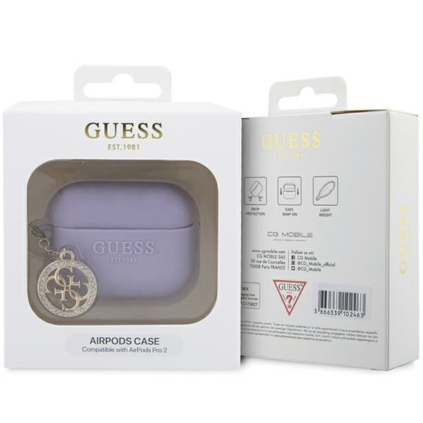 Etui Guess GUAP23DSLGHDU AirPods Pro 2 cover purpurowy/purple 3D Rubber 4G Diamond Charm Case