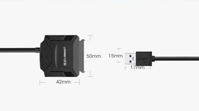 Ugreen adapter przejściówka dysku HDD SSD USB 3.0 - SATA czarny (20611)