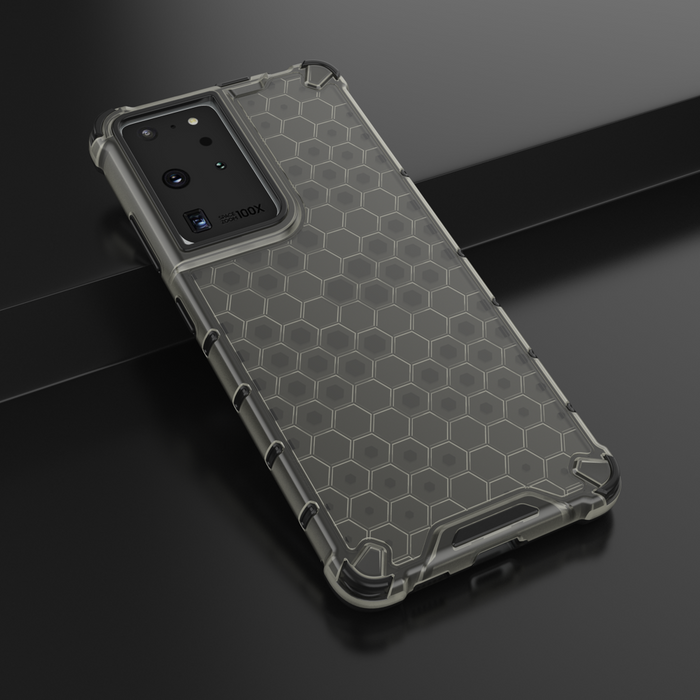 Honeycomb etui pancerny pokrowiec z żelową ramką Samsung Galaxy S22 Ultra czarny