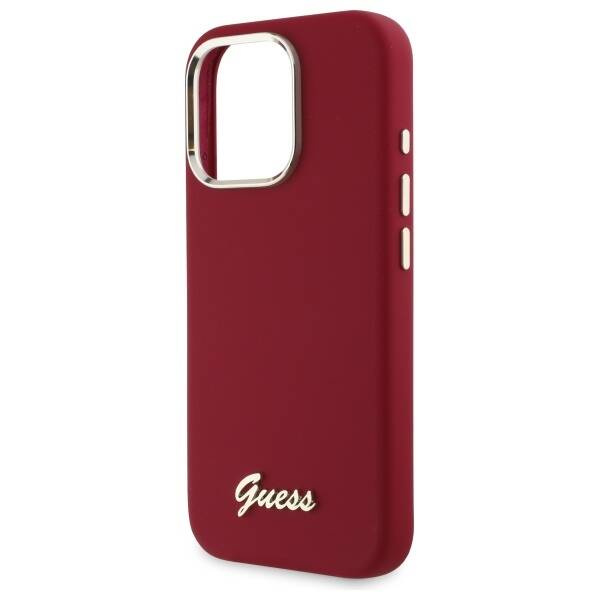 Etui Guess iPhone 16 Pro Max magenta hardcase Silicone Script Metal Logo