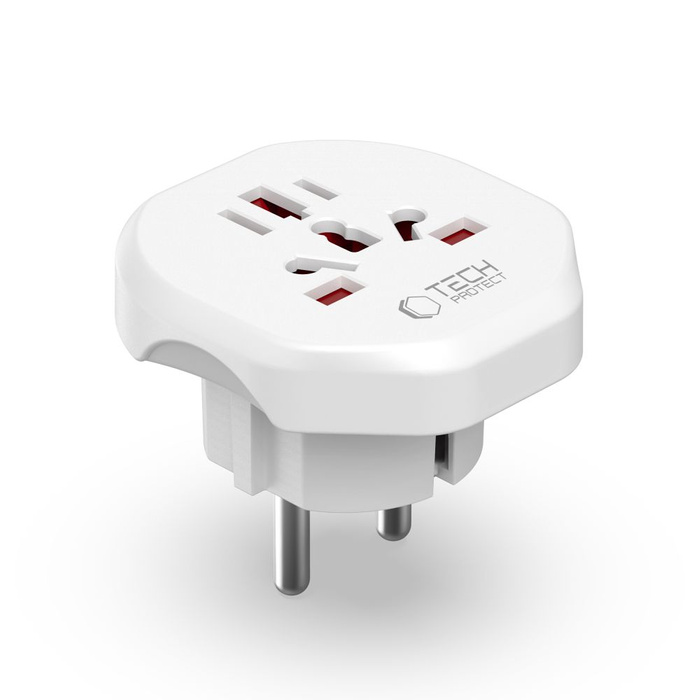 TECH-PROTECT UNIVERSAL TRAVEL ADAPTER FROM EU WHITE