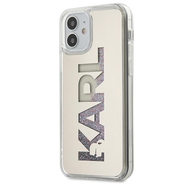 Etui KARL LAGERFELD Apple iPhone 12 Mini Mirror Liquid Glitter Karl Srebrny Hardcase