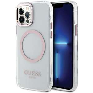 Etui Guess GUHMP12MHTRMP iPhone 12/12 Pro 6.1" różowy/pink hard case Metal Outline Magsafe Case