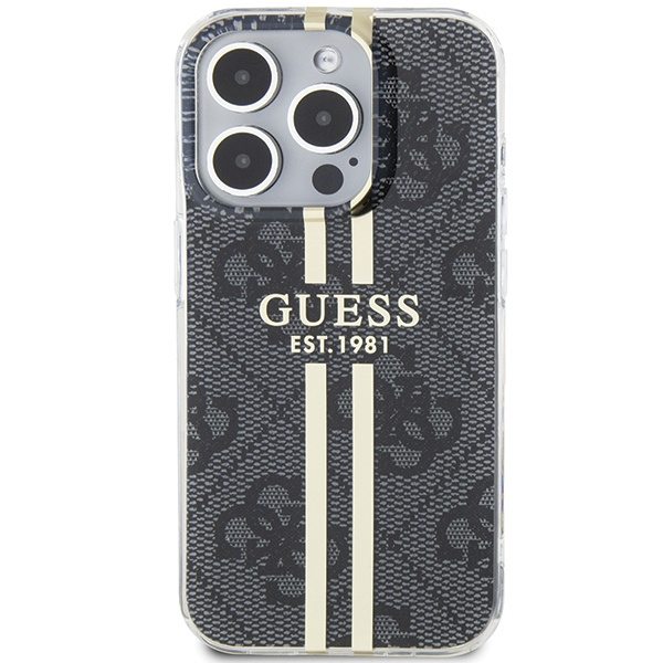 Etui Guess GUHCP15LH4PSEGK iPhone 15 Pro 6.1" czarny/black hardcase IML 4G Gold Stripe Case