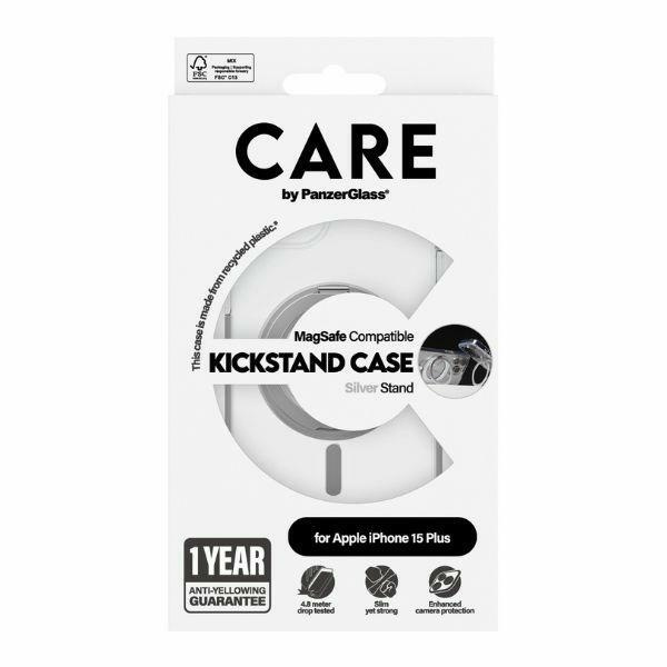 CARE by PanzerGlass Kickstand Case iPhone 15 Plus 6,7" MagSafe srebrny/silver 1416