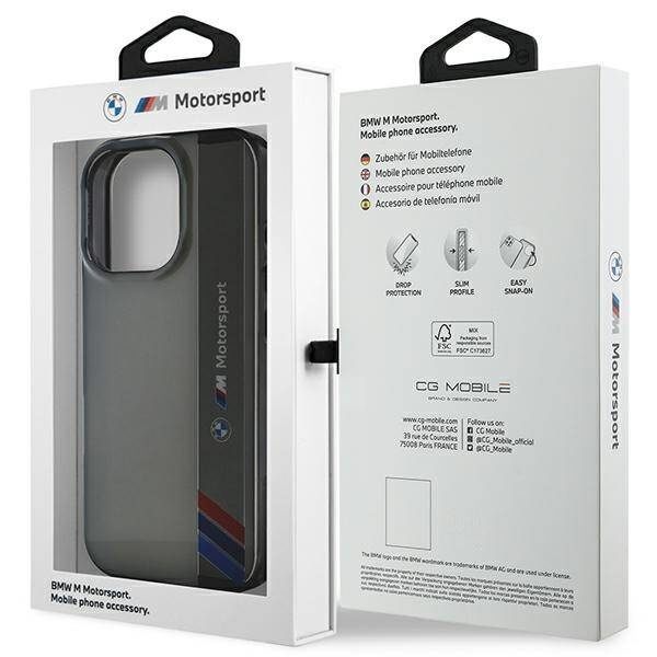 Etui BMW iPhone 16 Pro Max 6.9" szary/grey hardcase Motosport IML Vertical Stripe