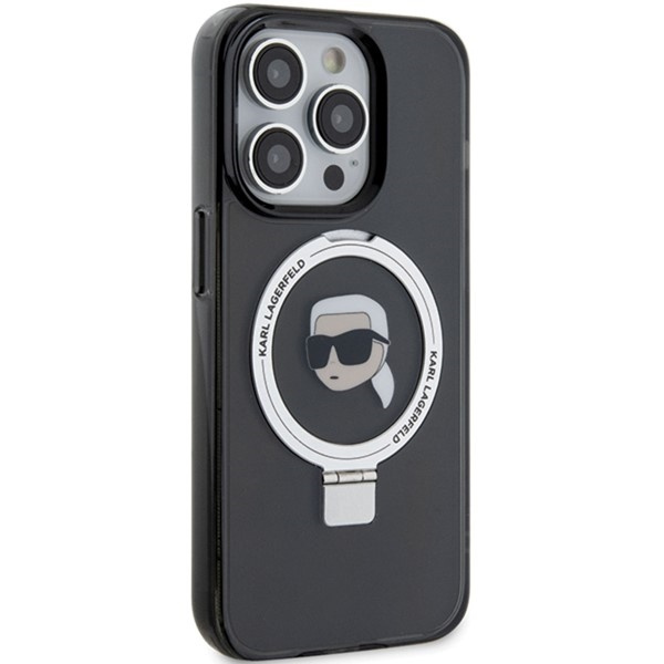 Etui Karl Lagerfeld KLHMP15LHMRSKHK iPhone 15 Pro 6.1" czarny/black hardcase Ring Stand Karl Head MagSafe Case