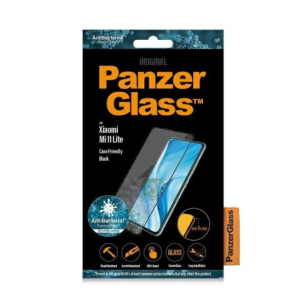 PanzerGlass E2E Regular Xiaomi Mi 11 Lite 5G, Case Friendly, Antibacterial czarny/black