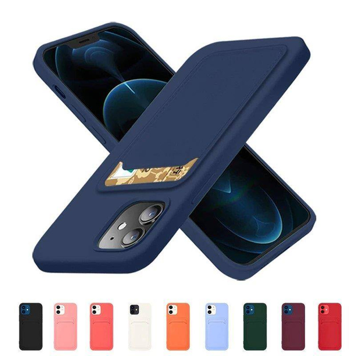 ETUI Card Case silikonowe etui portfel z kieszonką na kartę dokumenty do Samsung Galaxy S21 Ultra 5G ciemnozielony CASE