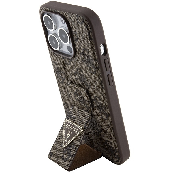 Etui Guess GUHCP15XPGS4TDW iPhone 15 Pro Max 6.7" brązowy/brown hardcase Grip Stand 4G Triangle Strass Case