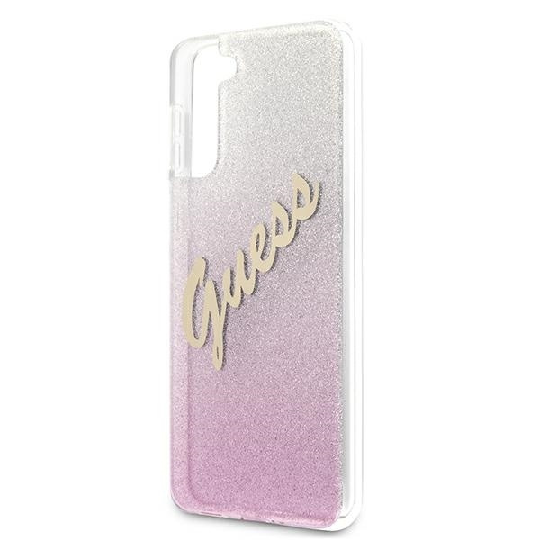 Etui GUESS Samsung Galaxy S21 Plus Glitter Gradient Script Różowy Hardcase