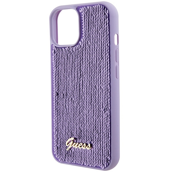 Etui Guess GUHCP15SPSFDGSU iPhone 15 6.1" fioletowy/purple hardcase Sequin Script Metal Case