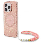 Guess GUHMP16XHCPOFPP iPhone 16 Pro Max   6.9" różowy/pink hardcase IML Flowers Allover Electro With Pearl Strap MagSafe