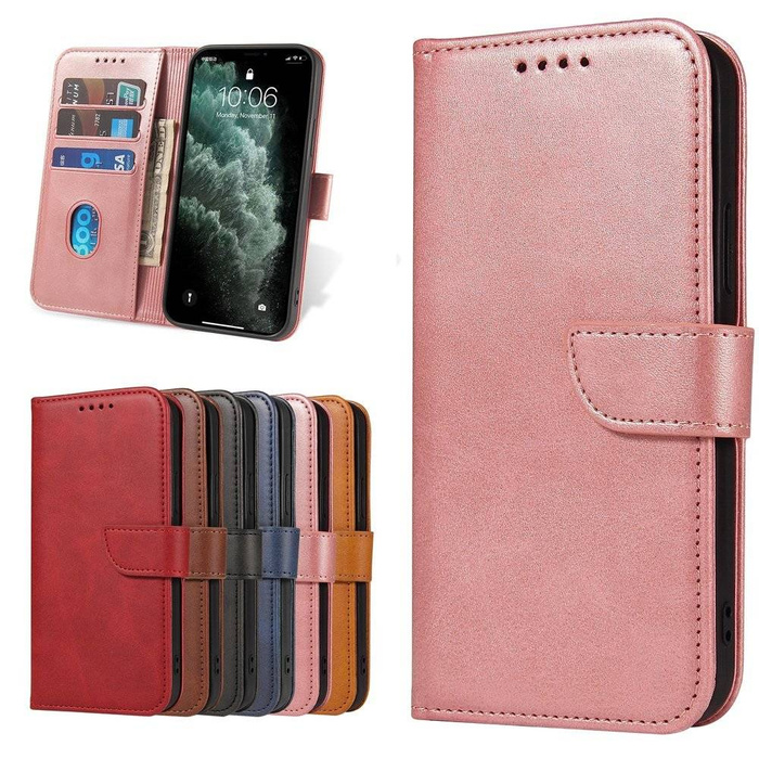 Magnet Case elegancki futerał etui pokrowiec z klapką i funkcją podstawki iPhone 12 Pro Max różowy