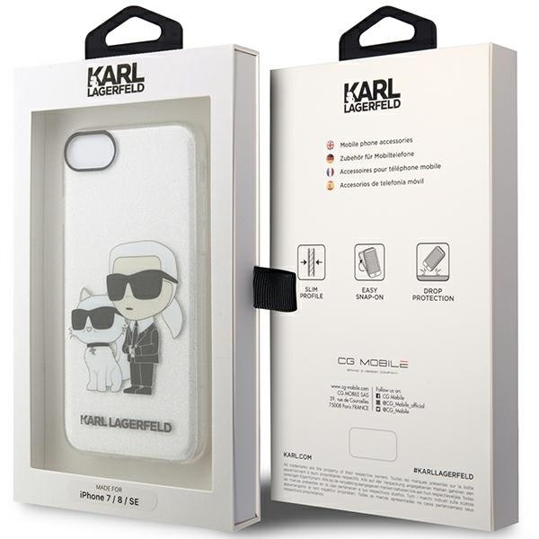 Etui Karl Lagerfeld KLHCI8HNKCTGT iPhone 7/8/ SE 2020 / SE 2022 transparent hardcase Gliter Karl&Choupette Case