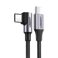 Ugreen kątowy kabel przewód USB Typ C - USB Typ C Power Delivery 60 W 20 V 3 A 2 m czarno-szary (US255 50125)