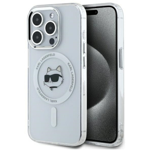 Karl Lagerfeld KLHMP15XHLSCHH iPhone 15   Pro Max 6.7" biały/white hardcase IML Metal Choupette Head MagSafe