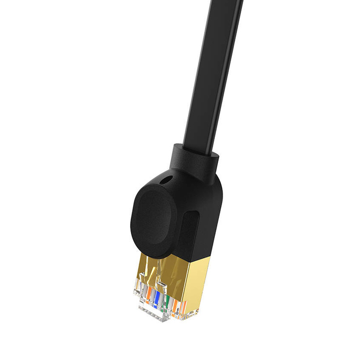 Płaski kabel sieciowy Baseus Ethernet RJ45, Gigabit, Cat.7, 1 m (czarny)