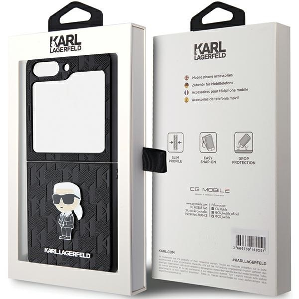 Etui Karl Lagerfeld KLHCZF5SAPKINPK Galaxy Z Flip 5 F731 hardcase czarny/black Saffiano Monogram Ikonik Pin