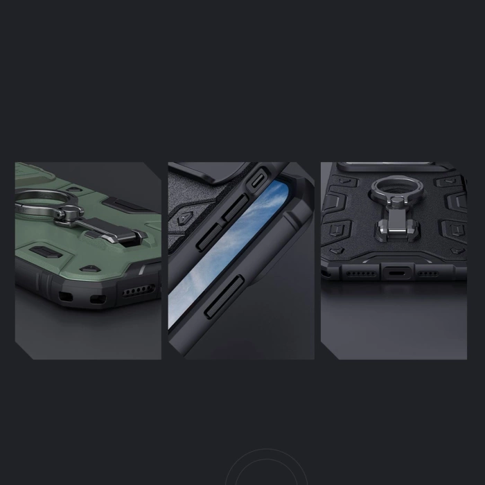 Nillkin CamShield Armor Pro Magnetic Case etui iPhone 14 magnetyczny pokrowiec MagSafe z osłoną na aparat ciemnozielone