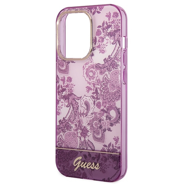 Etui GUESS Apple iPhone 14 Pro Max Porcelain Collection Różowy Fuksja Hardcase