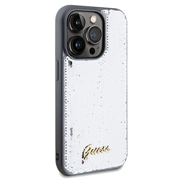 Etui Guess GUHCP14XPSFDGSS iPhone 14 Pro Max 6.7" srebrny/silver hardcase Sequin Script Metal Case