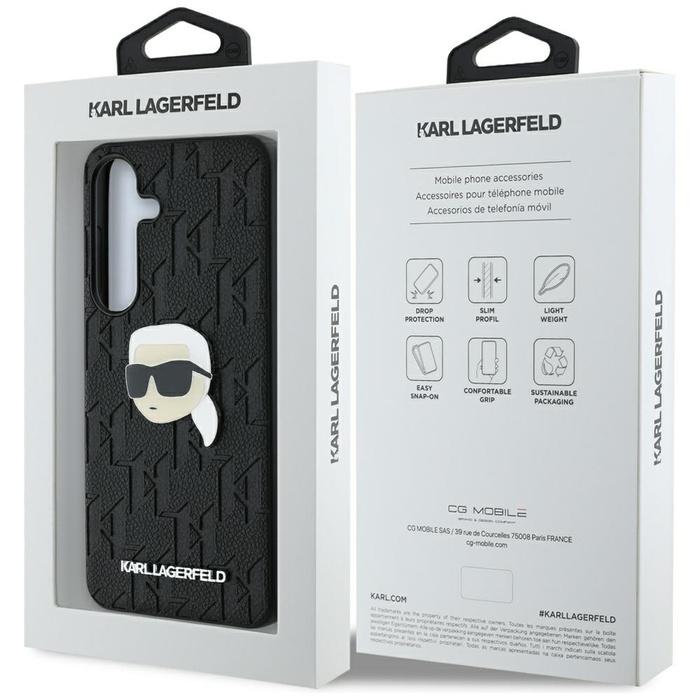 Etui Karl Lagerfeld Leather Monogram Pin  Logo Karl Head do Samsung Galaxy S25 czarny