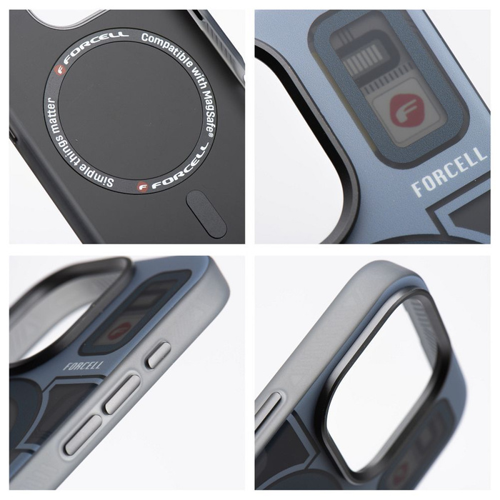 FORCELL F-PROTECT Levels z Dual Layer 4D technology, Miliatry Drop-Test kompatybilny z MagSafe do IPHONE 16 PLUS cyber grey