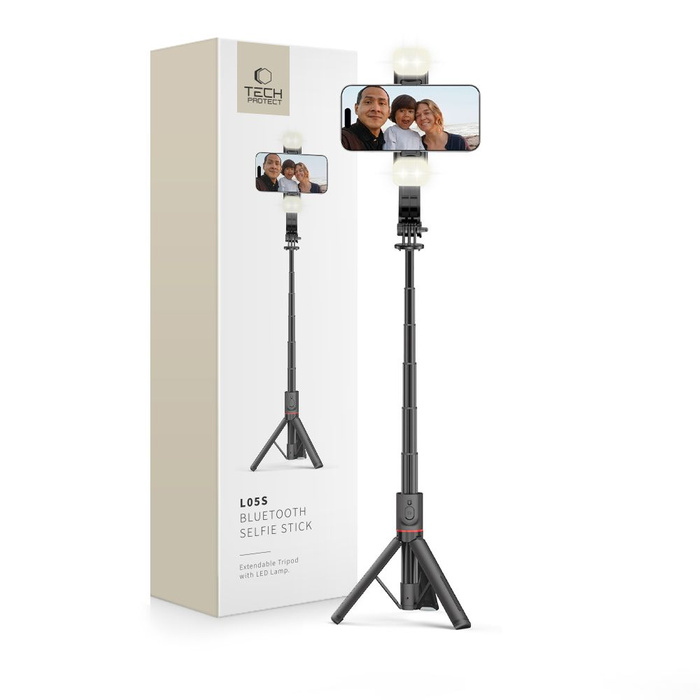 TECH-PROTECT L05S WIRELESS SELFIE STICK TRIPOD & LED LIGHT BLACK