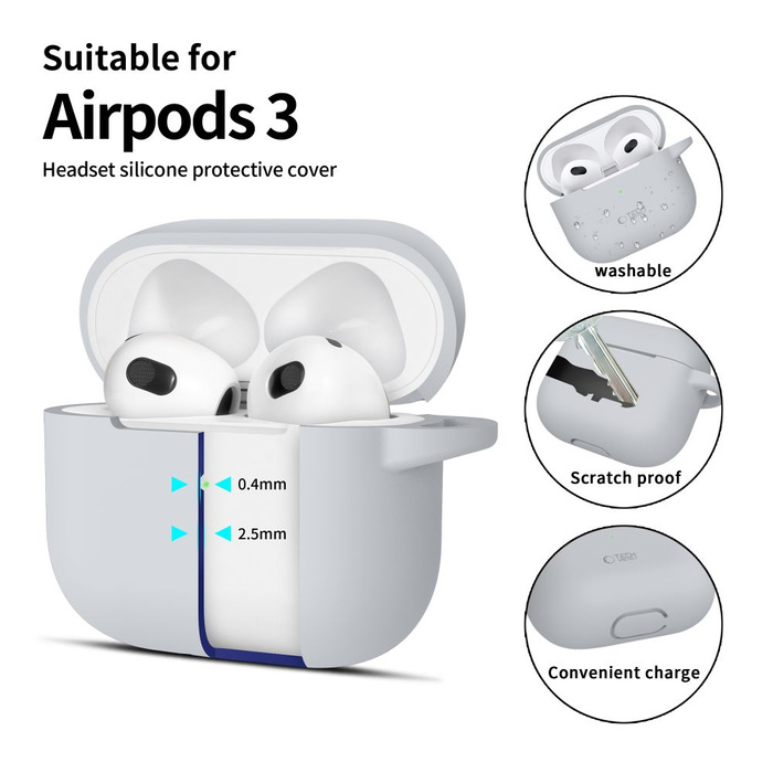 TECH-PROTECT SILICONE HOOK APPLE AIRPODS 3 CRAYON GREY