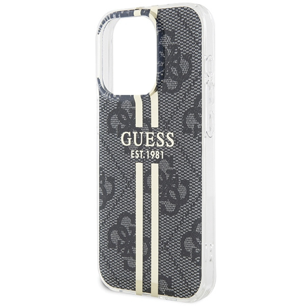 Etui Guess GUHCP15LH4PSEGK iPhone 15 Pro 6.1" czarny/black hardcase IML 4G Gold Stripe Case