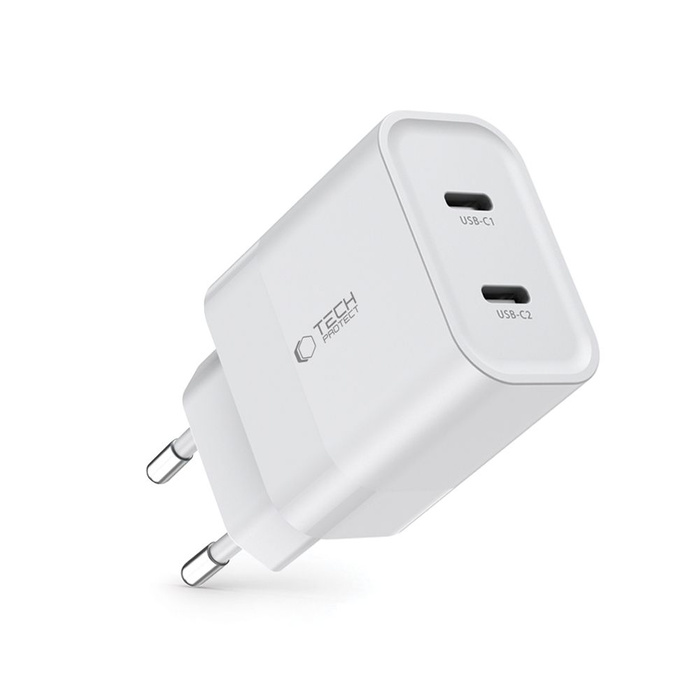 ŁADOWARKA TECH-PROTECT C20W 2-PORT NETWORK CHARGER PD20W WHITE