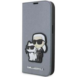 Etui Karl Lagerfeld KLBKP14XSANKCPG iPhone 14 Pro Max 6.7" bookcase srebrny/silver Saffiano Karl & Choupette Case