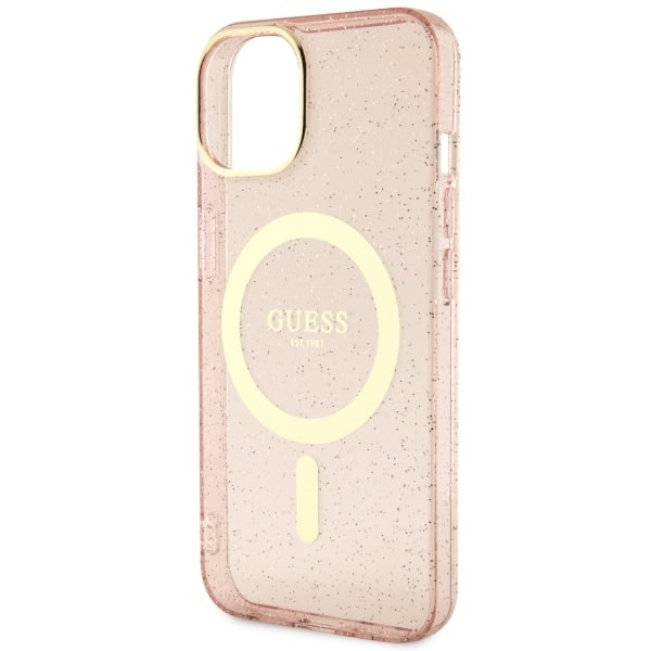 Etui Guess GUHMP14MHCMCGP iPhone 14 Plus 6.7" różowy/pink hardcase Glitter Gold MagSafe Case