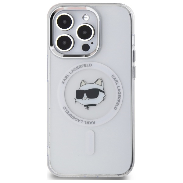 Karl Lagerfeld KLHMP14LHLSCHH iPhone 14   Pro 6.1" biały/white hardcase IML Metal Choupette Head MagSafe