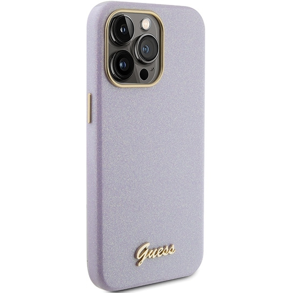 Etui Guess GUHCP15LPGMCSL iPhone 15 Pro 6.1" liliowy/lilac hardcase Glitter Glossy Script