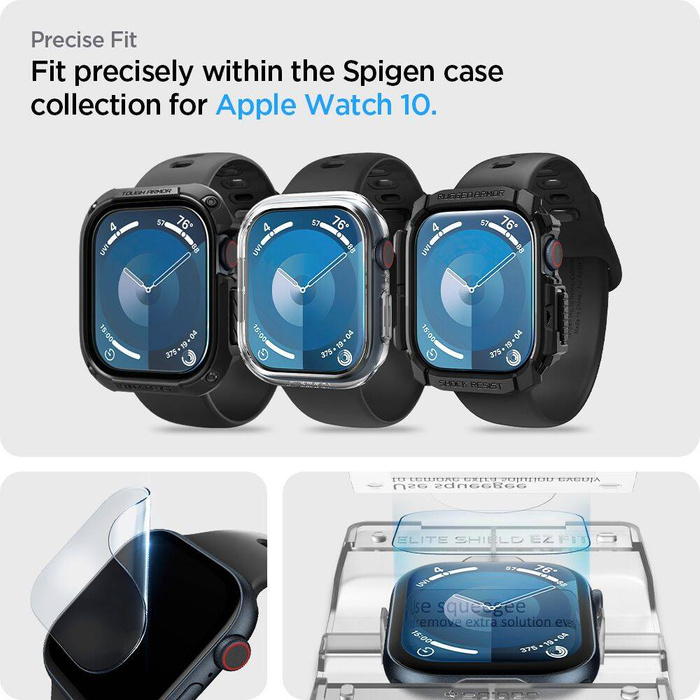 SZKŁO HYBRYDOWE SPIGEN ELITE SHIELD ”EZ FIT” 2-PACK APPLE WATCH 10 (46 MM) CLEAR