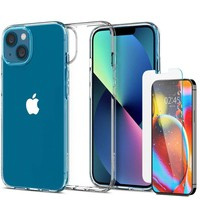 Etui iPhone 13 Spigen Liquid Crystal Przezroczyste Clear Case + Szkło Hartowane Full Cover Spigen