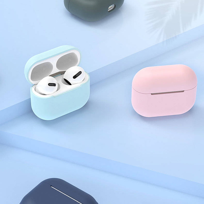 Etui do AirPods Pro silikonowy miękki pokrowiec na słuchawki różowy (case C)