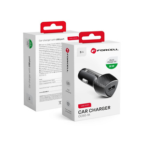 FORCELL F-ENERGY Carbon CC50-1A ładowarka samochodowa USB A QC3.0 3A 18W czarna