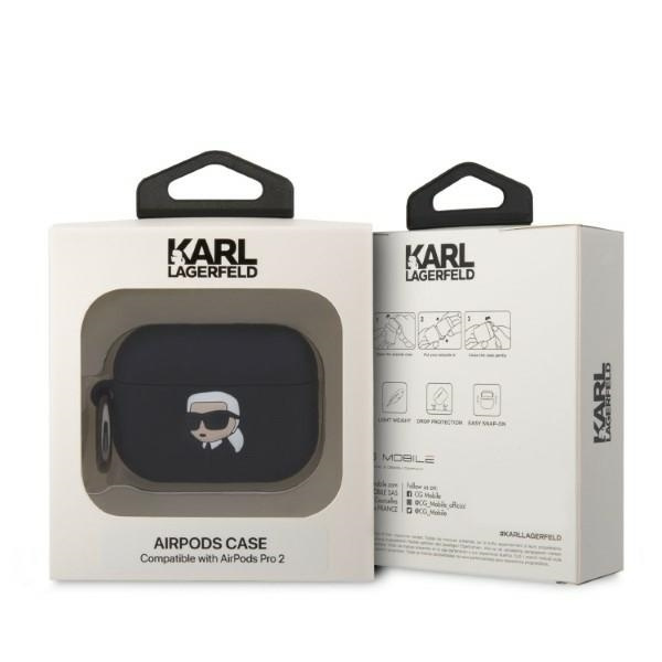 Karl Lagerfeld KLAP2RUNIKK AirPods Pro 2 cover czarny/black Silicone Karl Head 3D