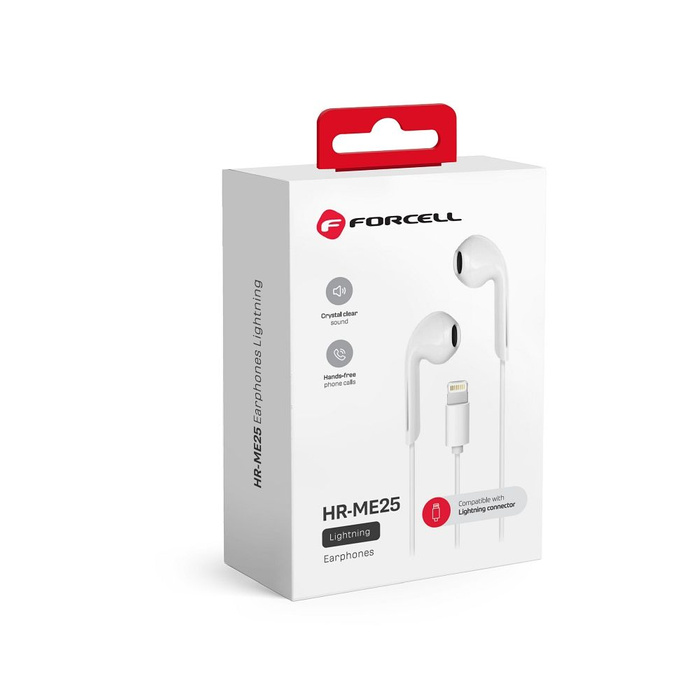 FORCELL F-AUDIO HR-ME25 słuchawki przewodowe Lightning z mikrofonem białe