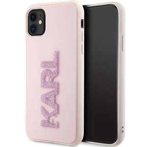 Etui Karl Lagerfeld Klhcn613dmbkcp iPhone 11 / Xr 6.1" Różowy/pink Hardcase 3d Rubber Glitter Logo Case