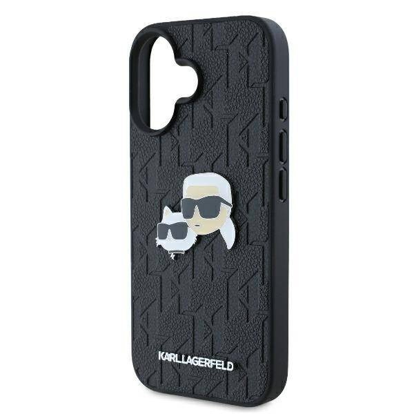 Etui Karl Lagerfeld iPhone 16 Plus 6.7" czarny/black hardcase Monogram Karl&Chaoupette Head Pin