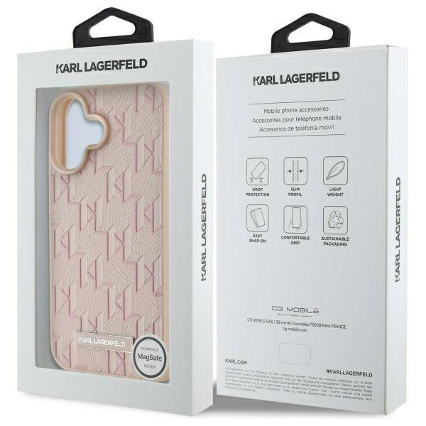 Etui Karl Lagerfeld iPhone 16 6.1" różowy/pink hardcase Hot Stamp Magsafe