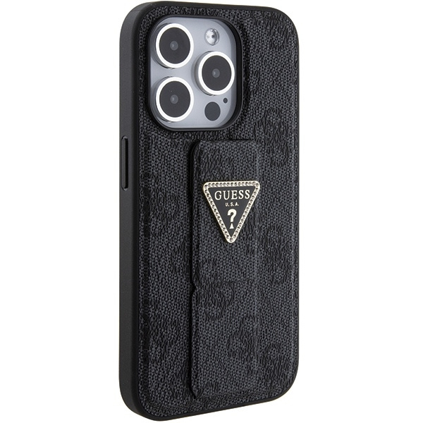 Etui Guess GUHCP15XPGS4TDK iPhone 15 Pro Max 6.7" czarny/black hardcase Grip Stand 4G Triangle Strass Case